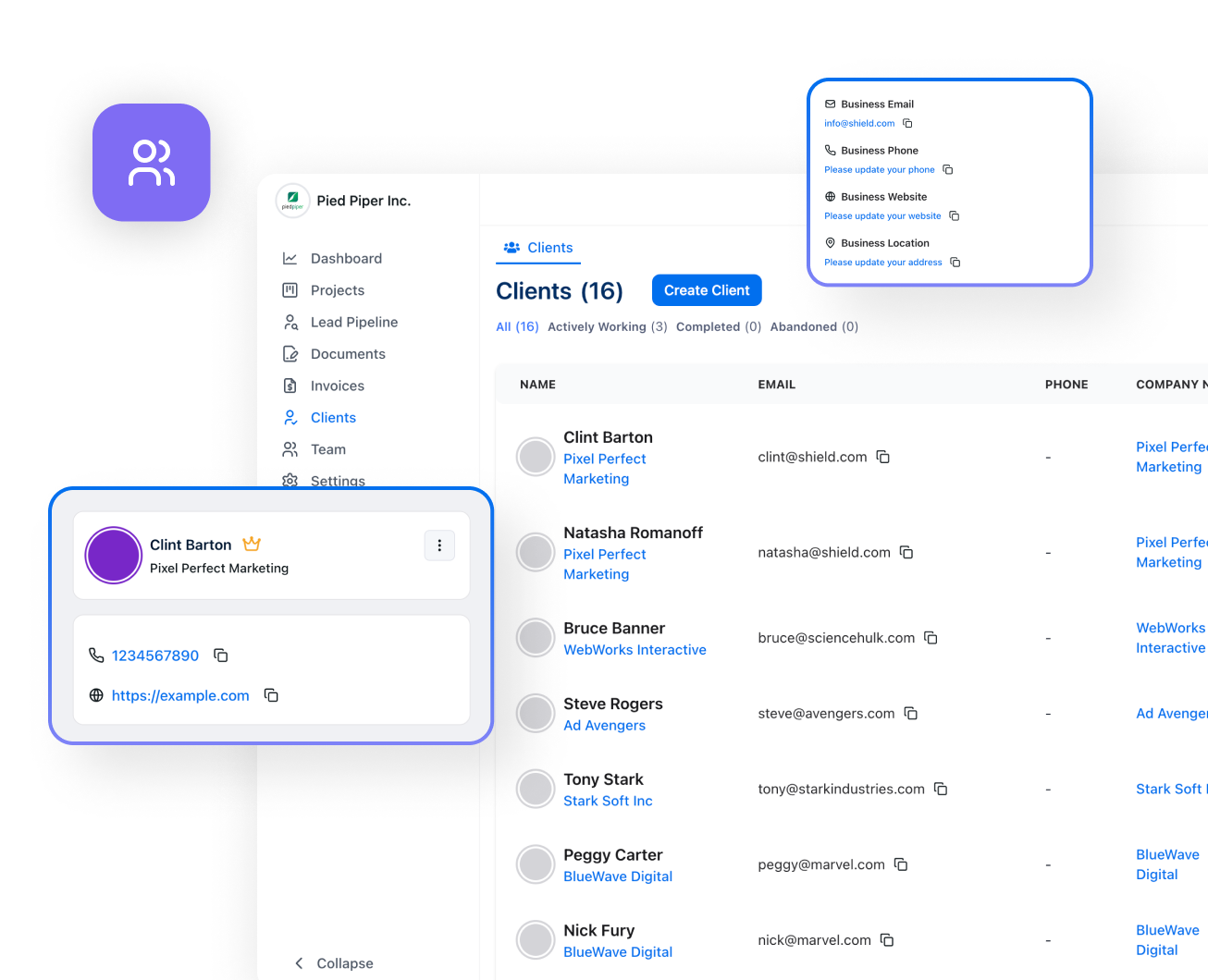 Visual representation of the client portal in OneSuite