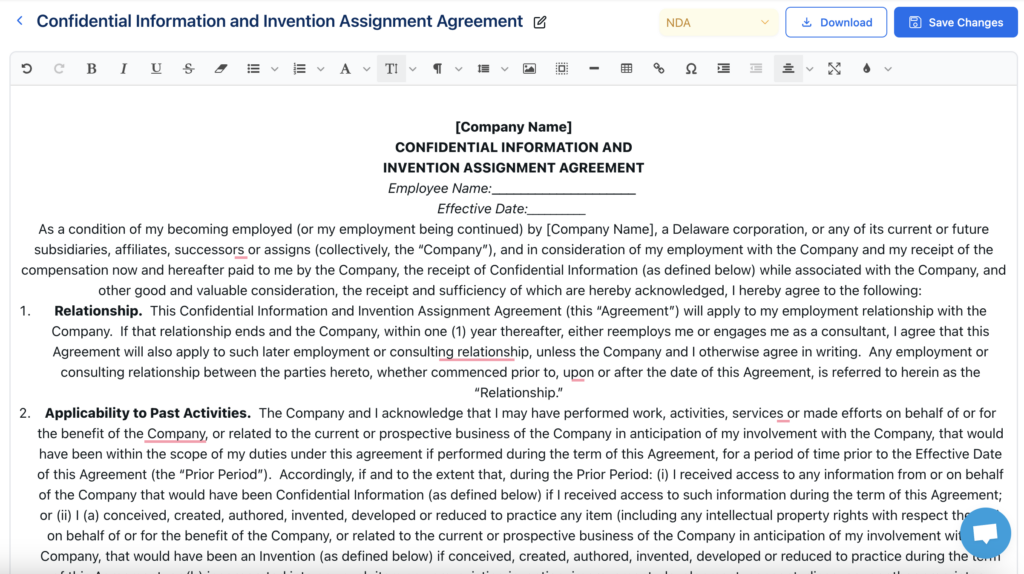 Create professional Agreements Templates to Onesuite