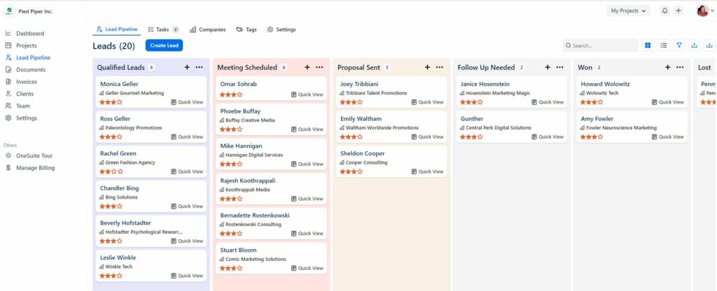 OneSuite's Lead Pipeline