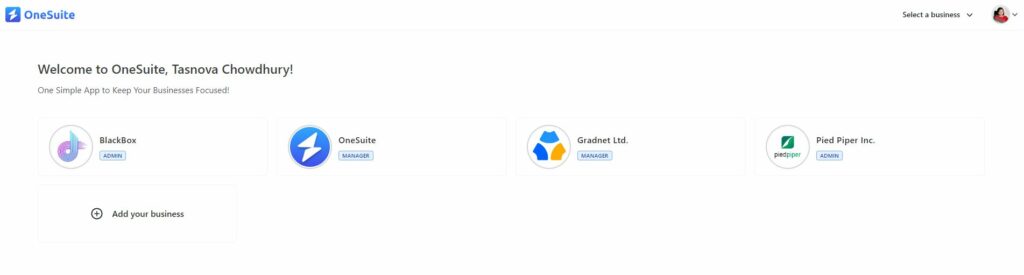 Adding Multiple Business in OneSuite's