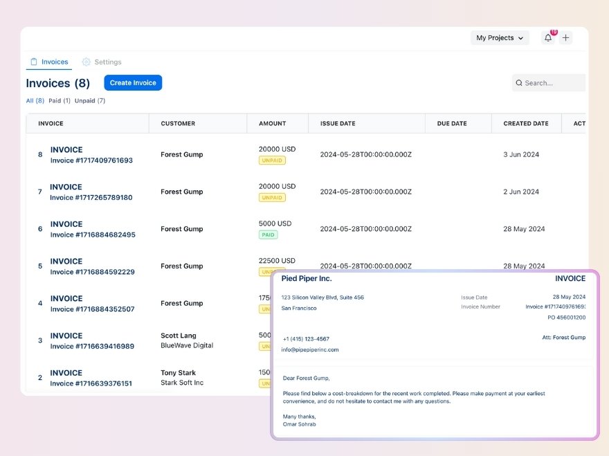 invoice history