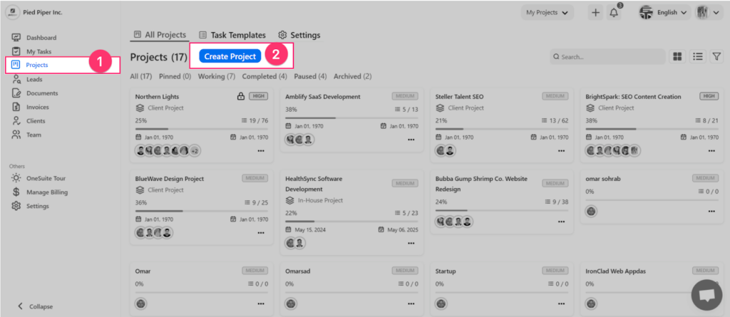 Project Creating Process in OneSuite