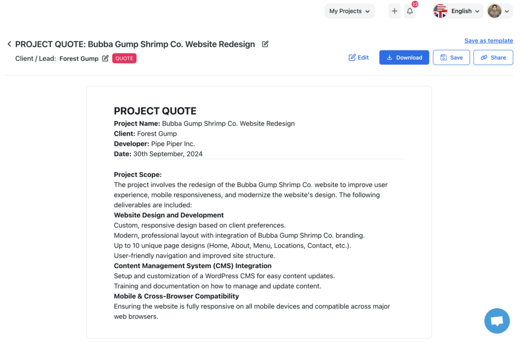 Project Quote OneSuite