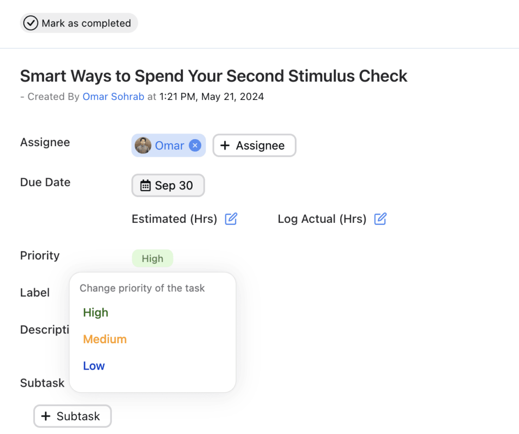 Task Prioritization