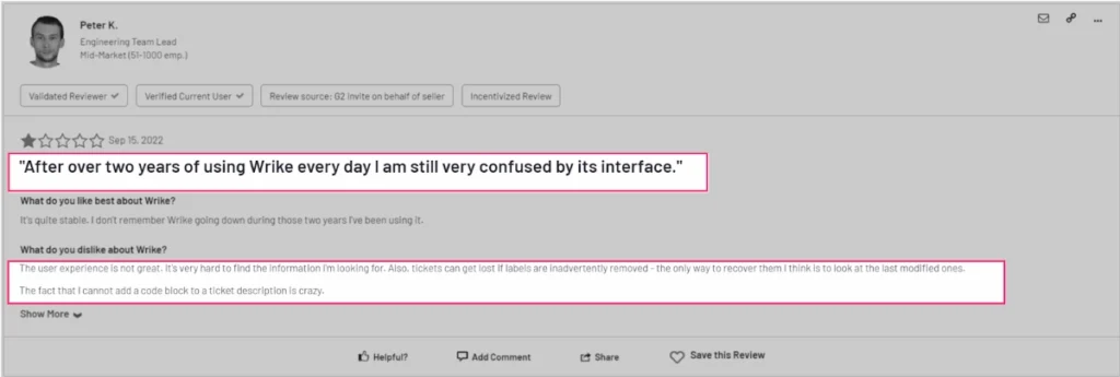 Wrike's review 2