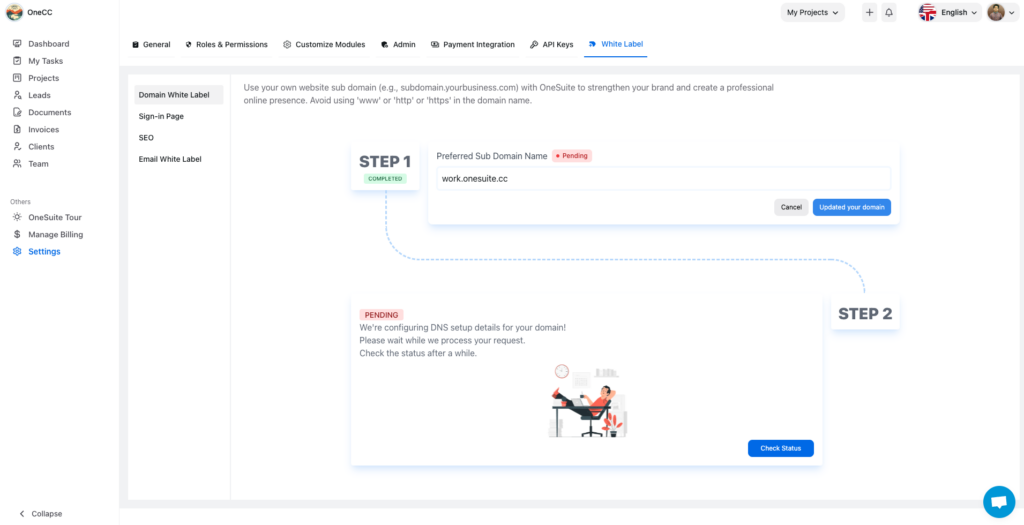 domain white lebel step 2