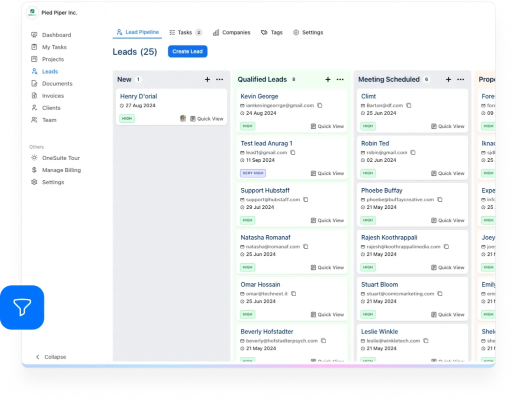 Lead Pipeline with onesuite