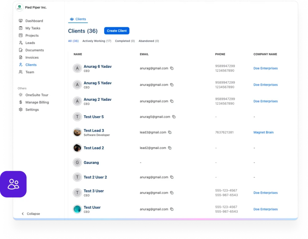 client management with onesuite