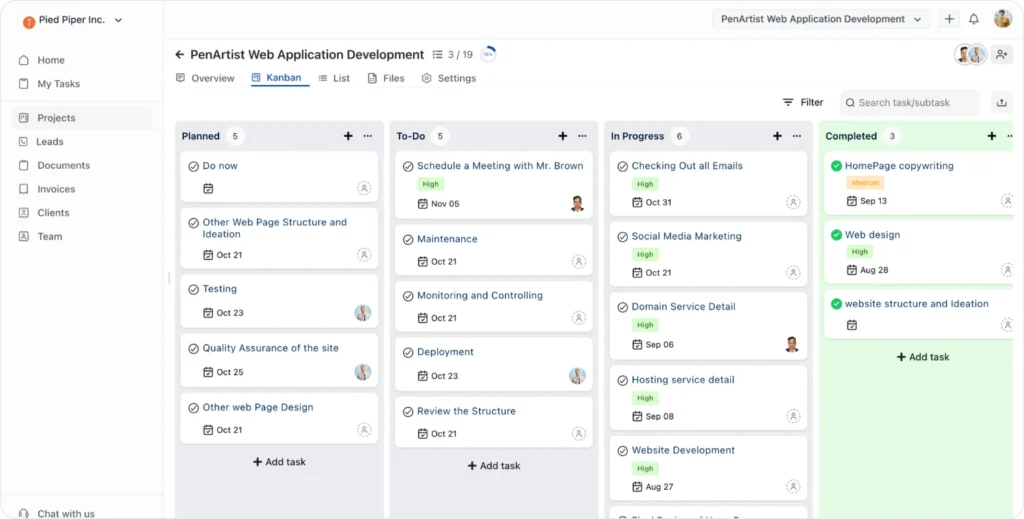 Project and task management of onesuite