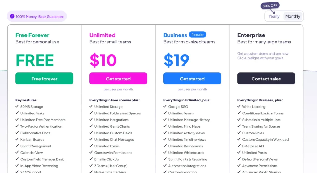 Click up pricing