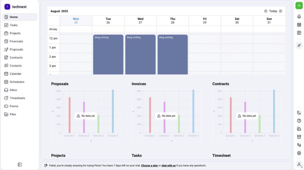 Plutio dashboards
