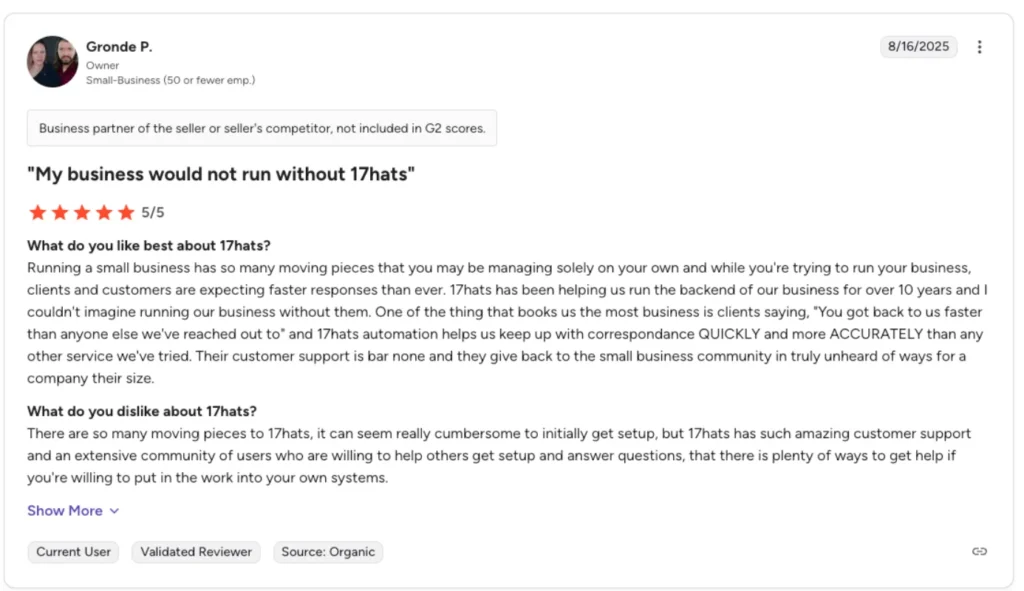 Review of 17 hats