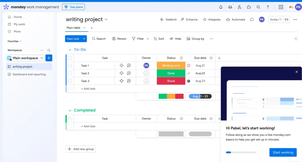 monday is the best alternative of Productive.io