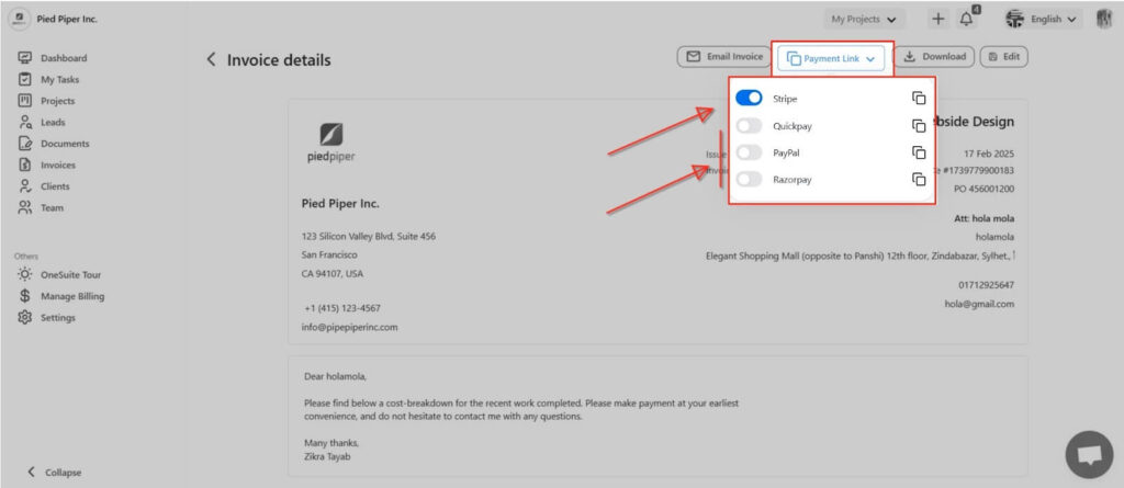 Set API Key to Integrate Payment Method in OneSutie