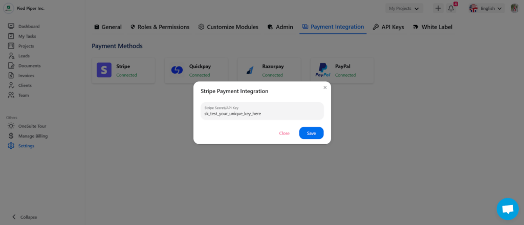 Connect Your Payment Method in OneSuite