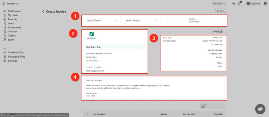 Customize Invoice in OneSuite