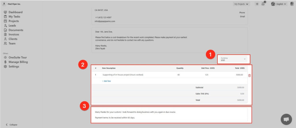 Customize Invoice in OneSuite II