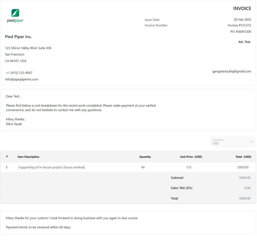 Invoice Template From OneSuite