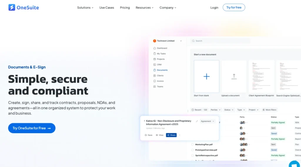Onesuite is the best alternative of pandadoc document