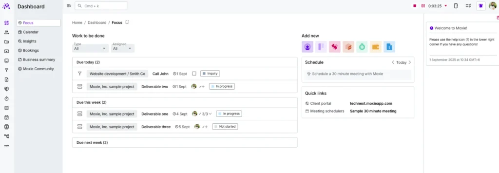 Withmoxie dashboard