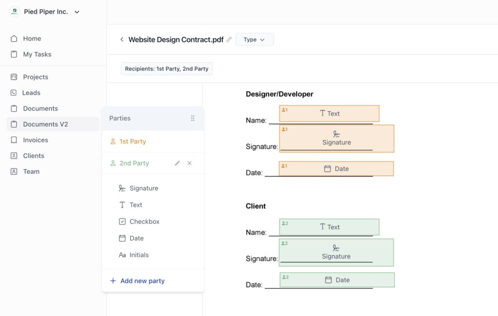 Add signature Fields