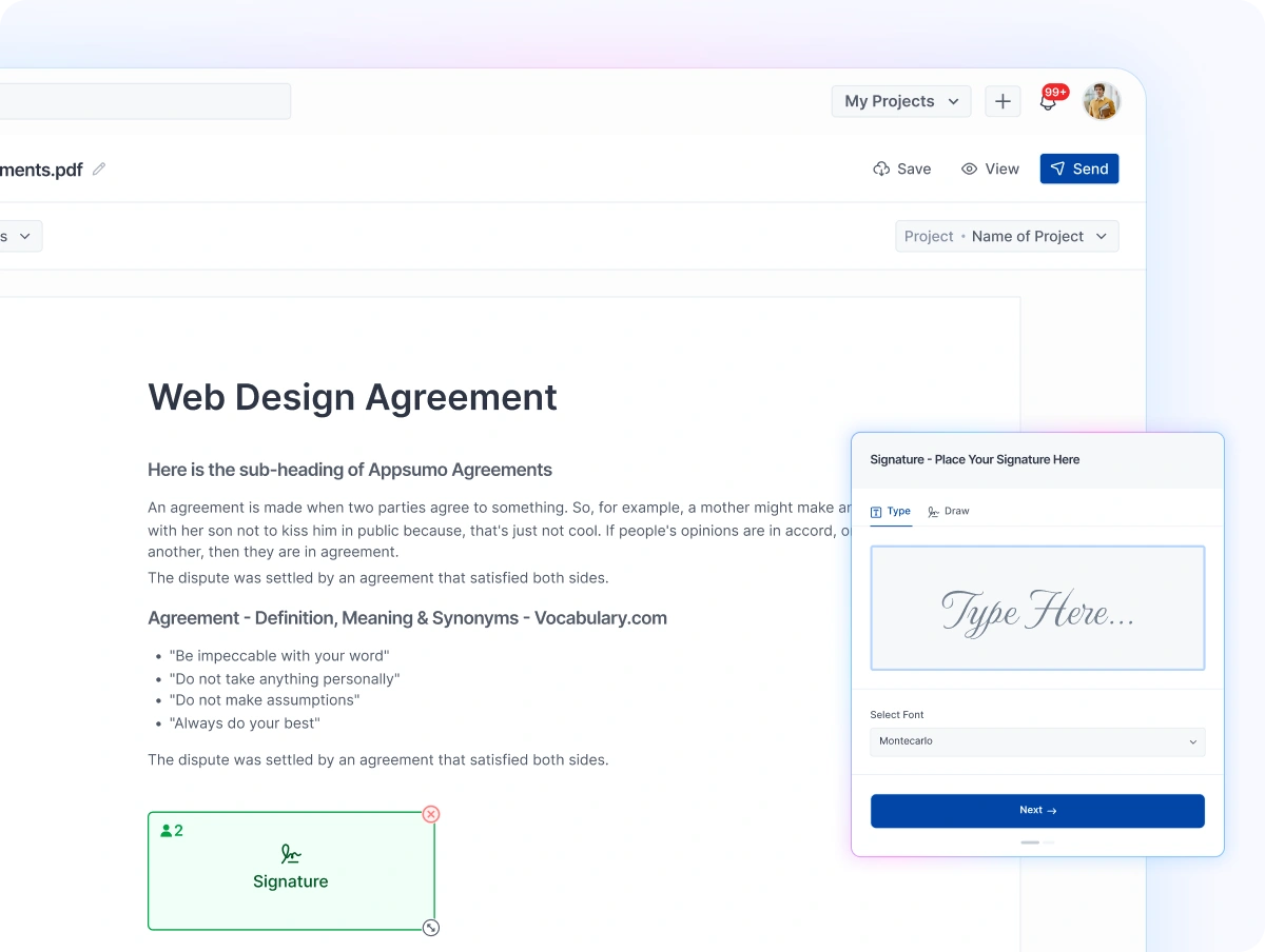 Share documents & get signed