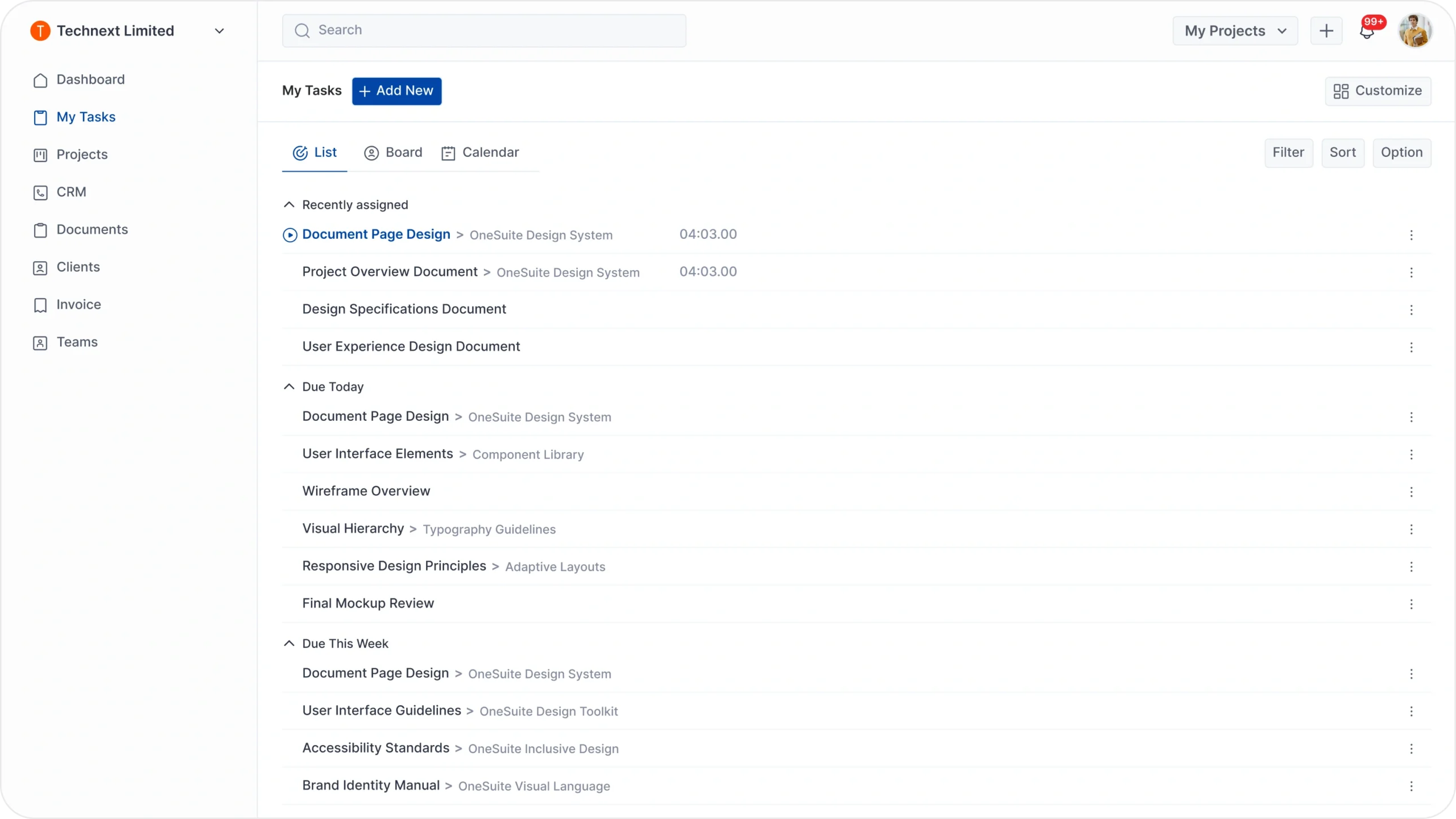 Stay on Track with “My Tasks”