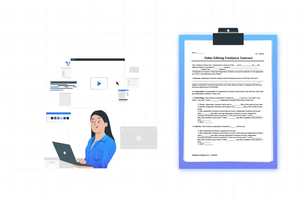 Freelancer Video Editing Contract template for agences and solo