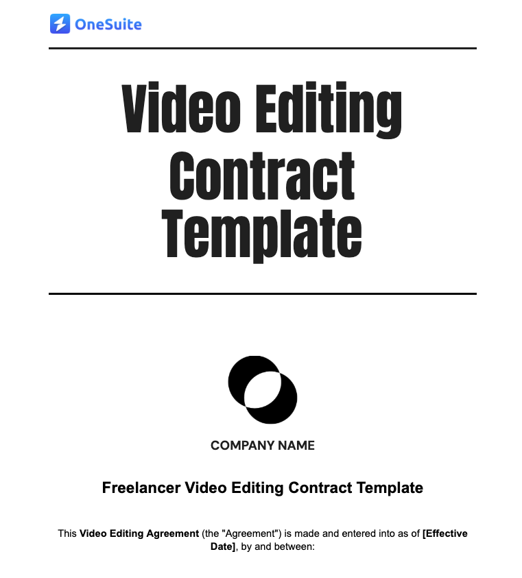 Onesuite video editing contract template