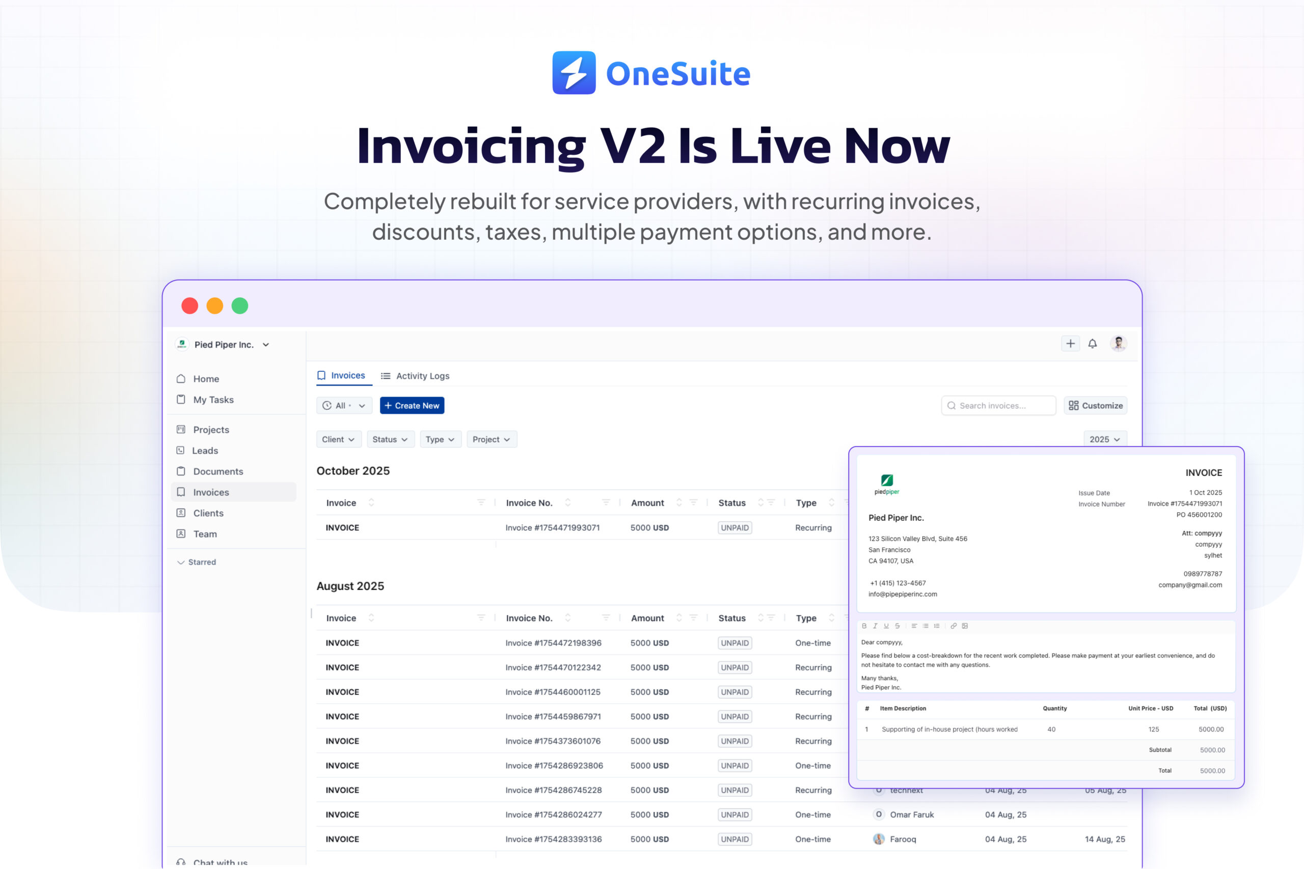 Invoicing V2 is live 2