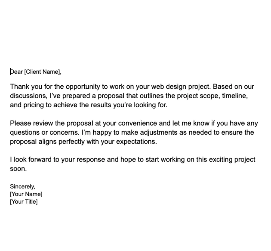 Cover latter of onesuite web design proposal