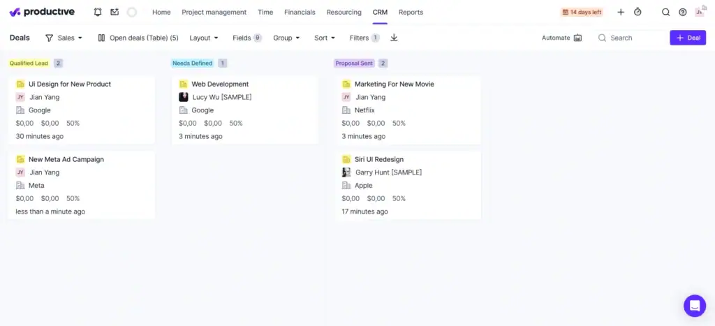 
Productive( Best for agencies that calculate everything hourly)