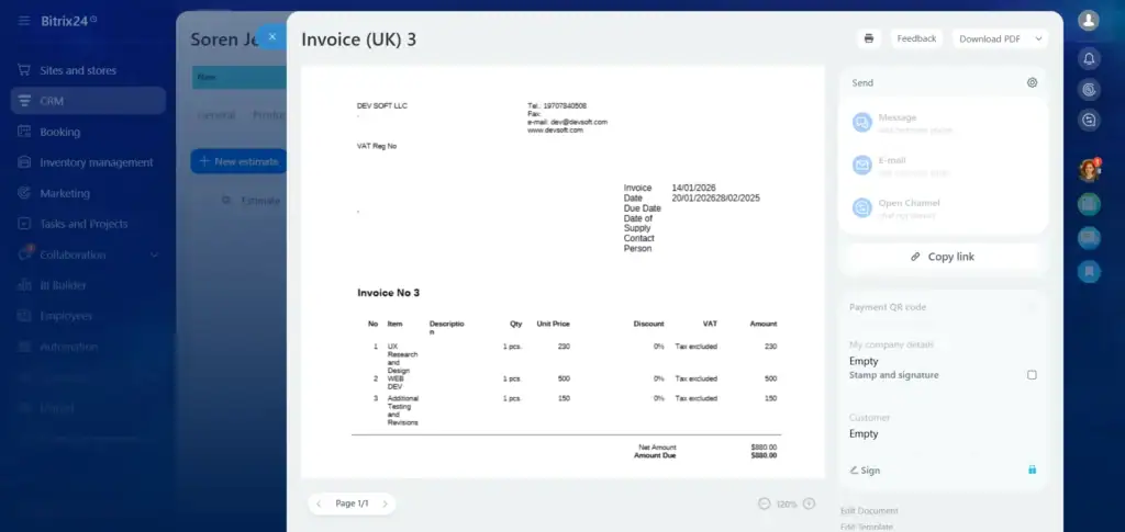 Bitrix24 - Best Native Invoicing for Multi-Currency Teams