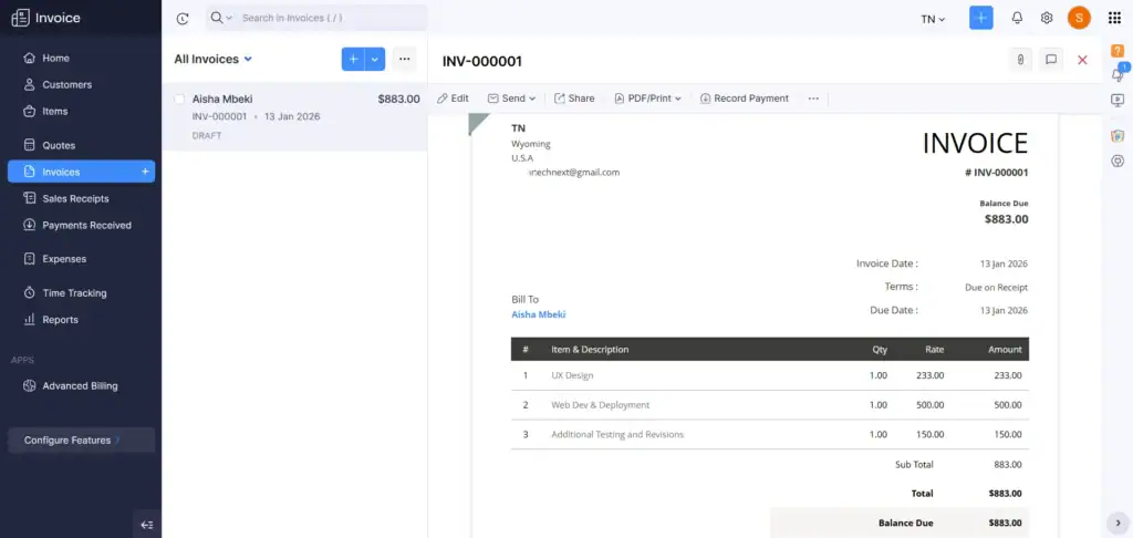 Zoho CRM Plus - Native Invoicing Ecosystem With Fragmentation