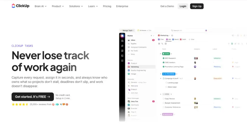 Clickup is the best SEO client management software