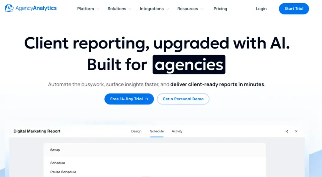 agencyanalytics is the best SEO client Managemnet software