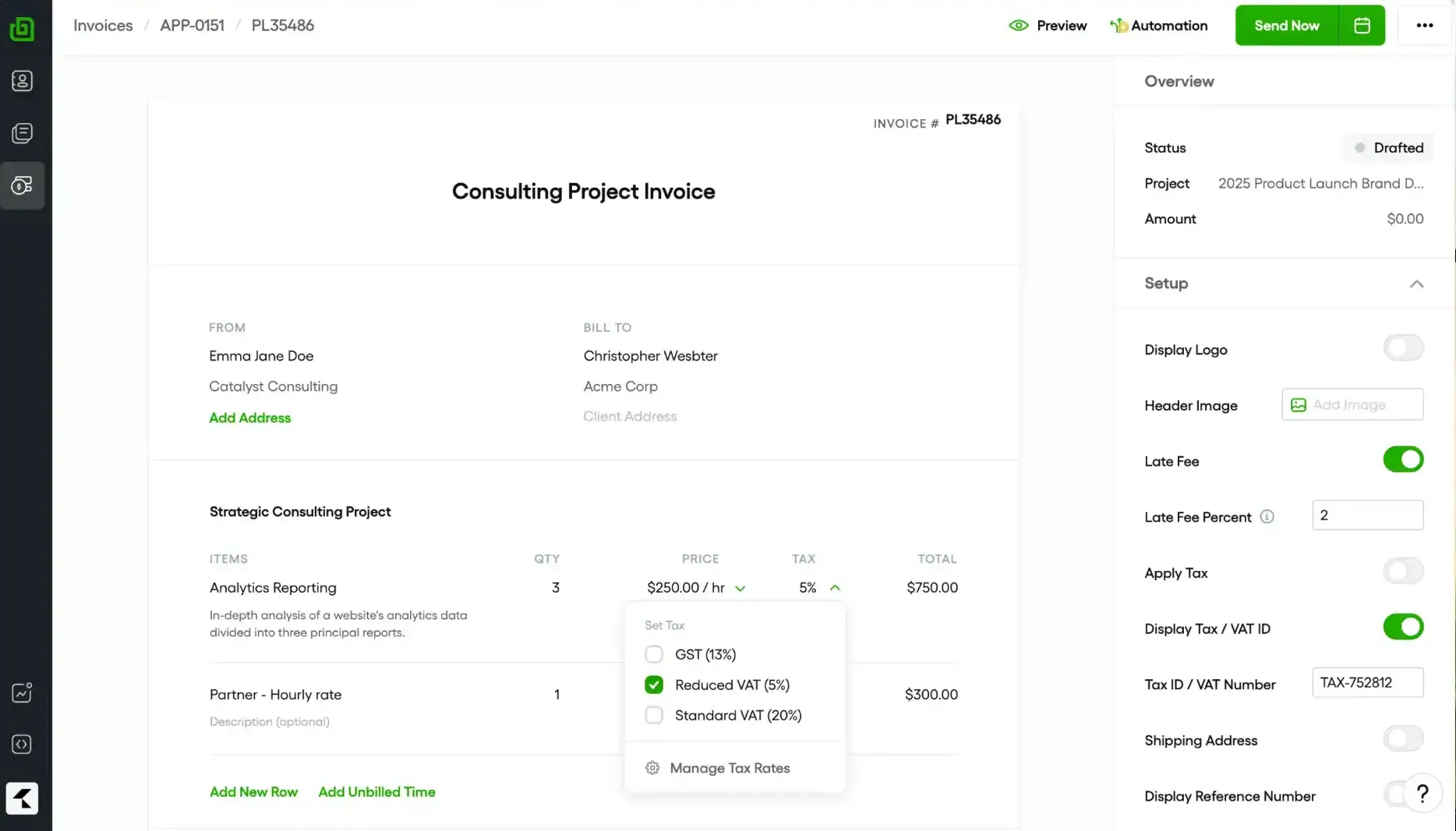 bonsai invoice-best project management with invoicing