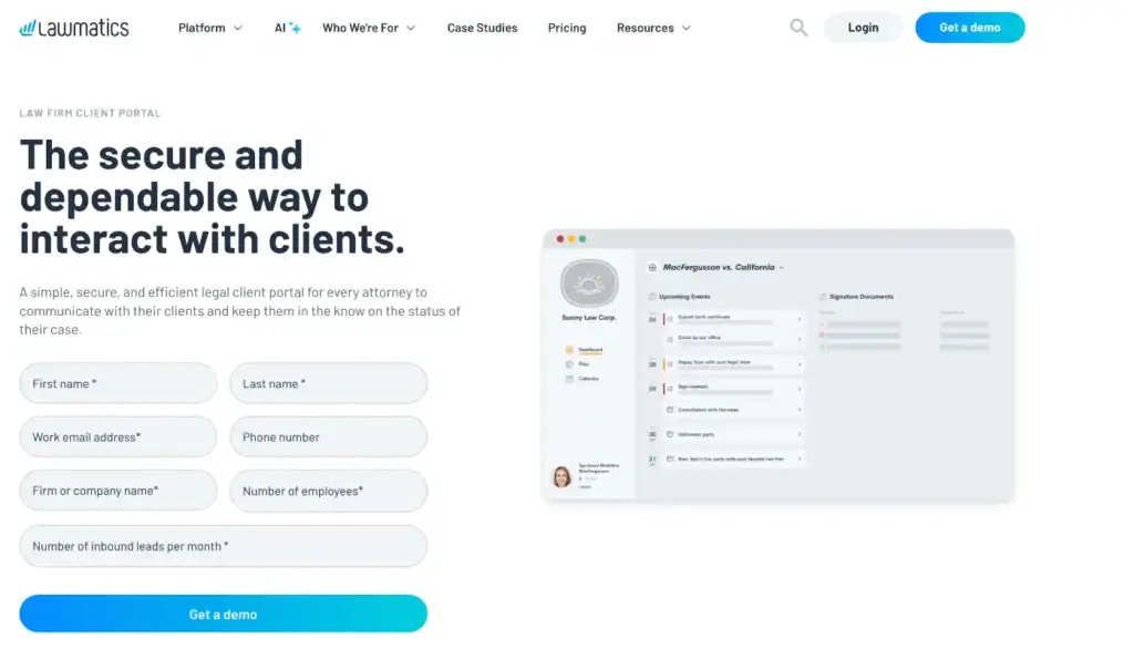 lawmatics is the best client portal for law firms