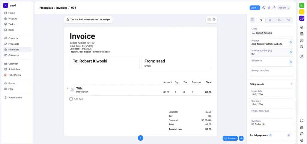 plutio invoicing - best project management with invoicing