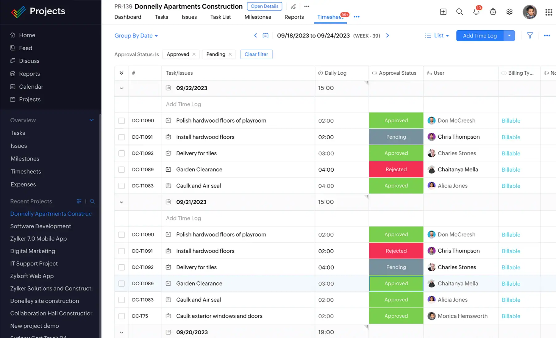 best crm with time tracking - zoho