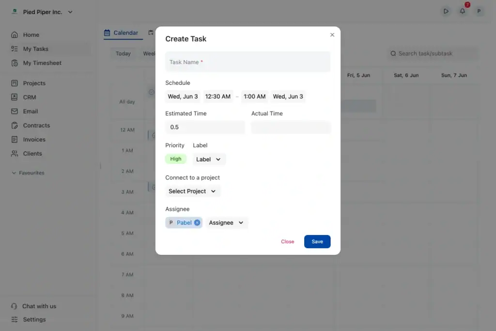 Onsuite calender view