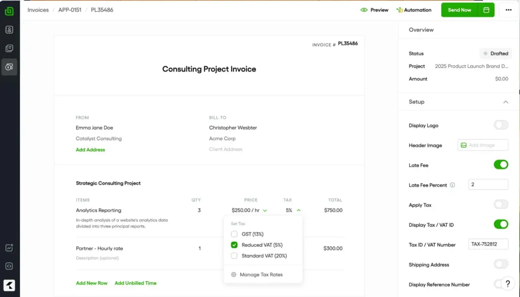 bonsai invoice-best pm with invoicing