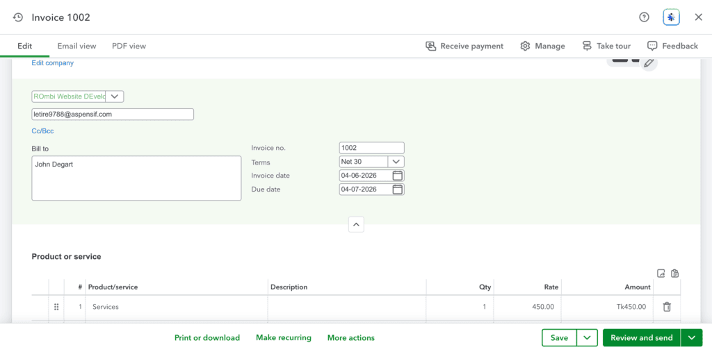Quickbooks - best invoicing software for freelancers