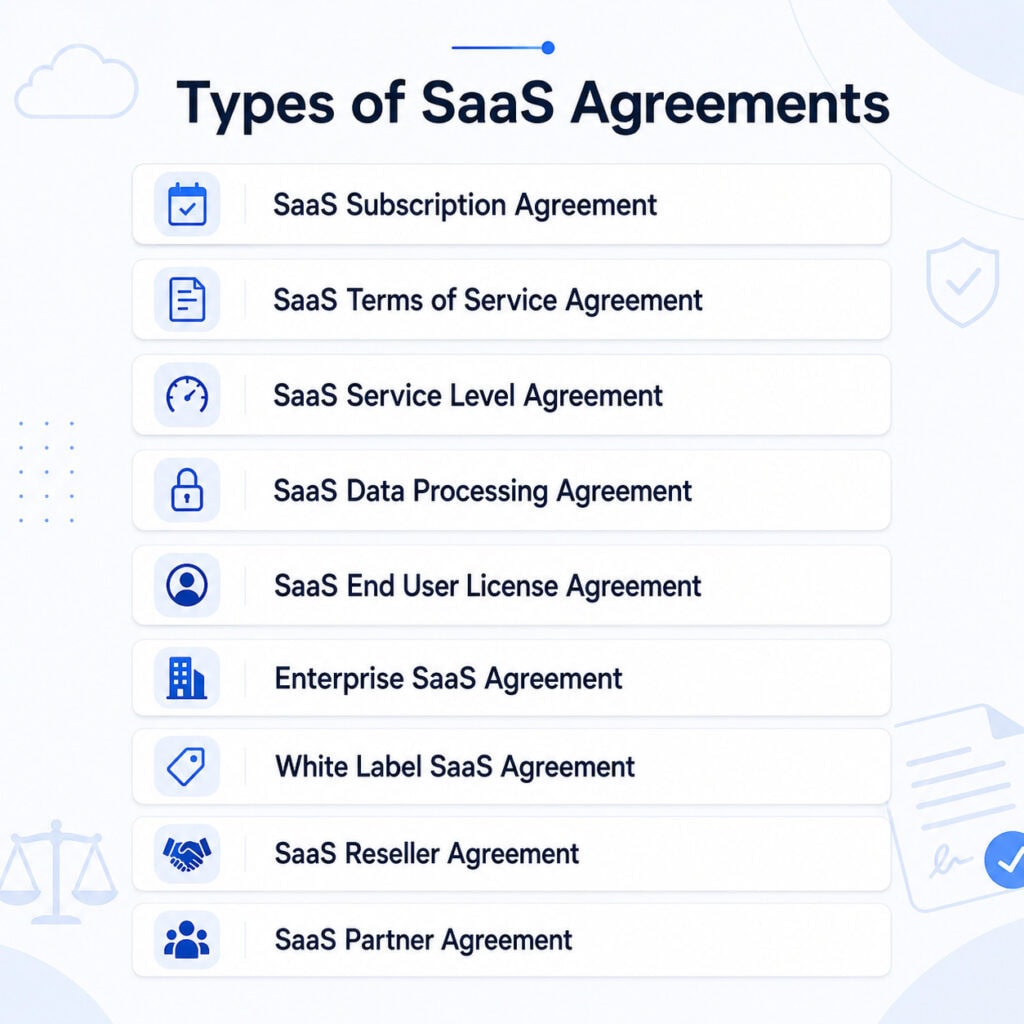 types of saas agreement template