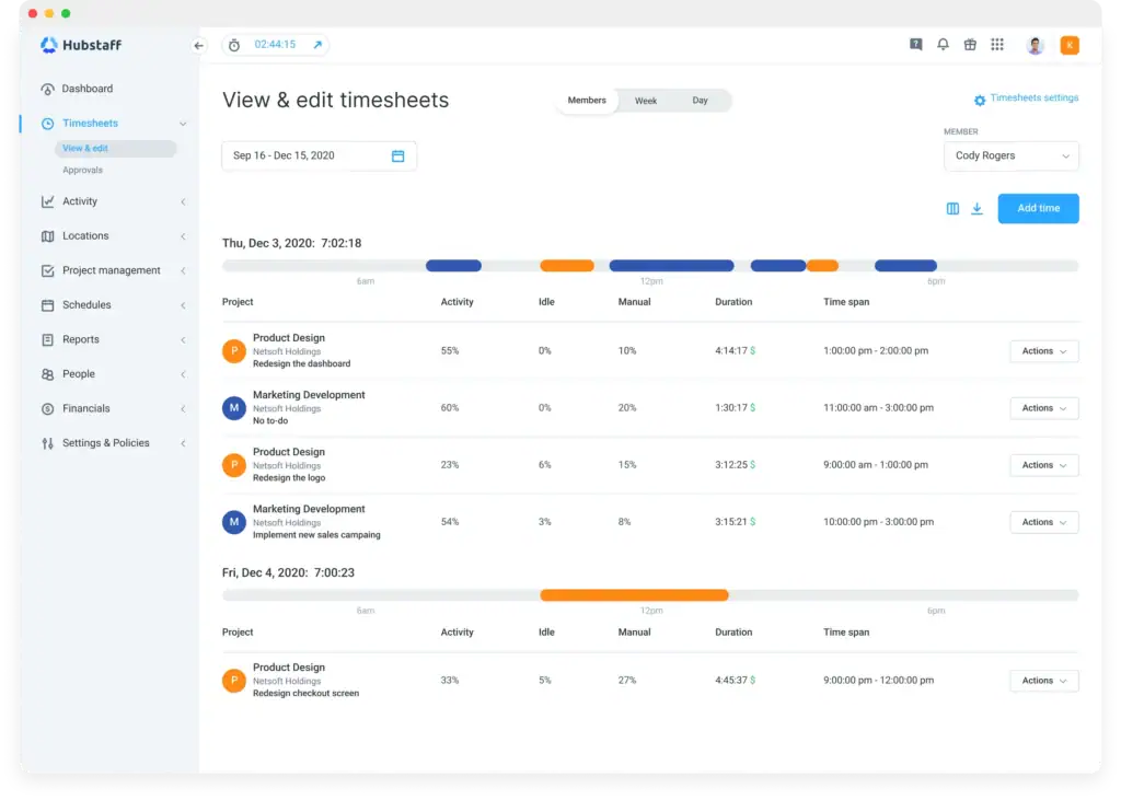 Hubstaff Best Employee Time Tracking Software