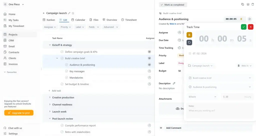 OneSuite Best Employee Time Tracking Software
