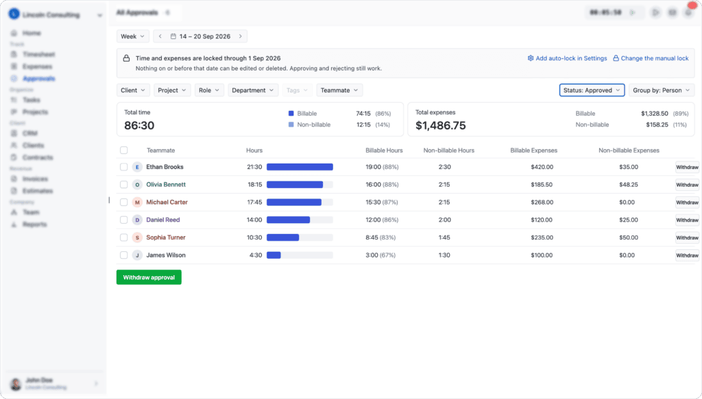 Timesheet Approvals In onesuite
