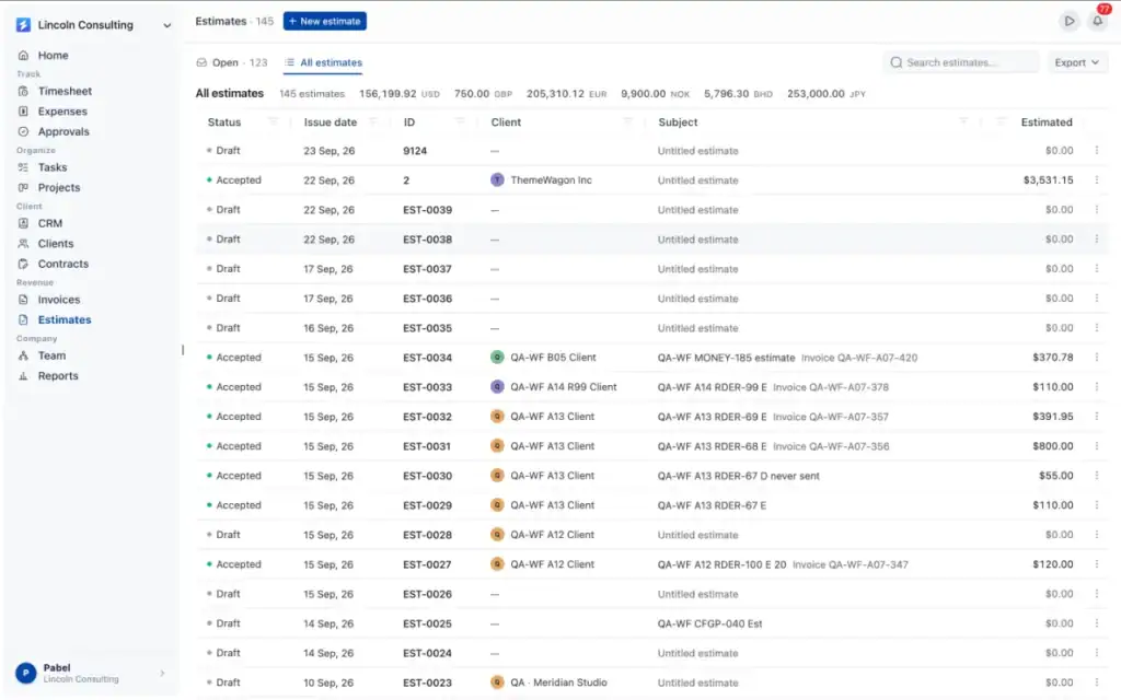 Estimates In onesuite